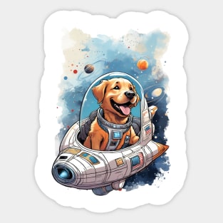 Golden Retriever in Space Sticker